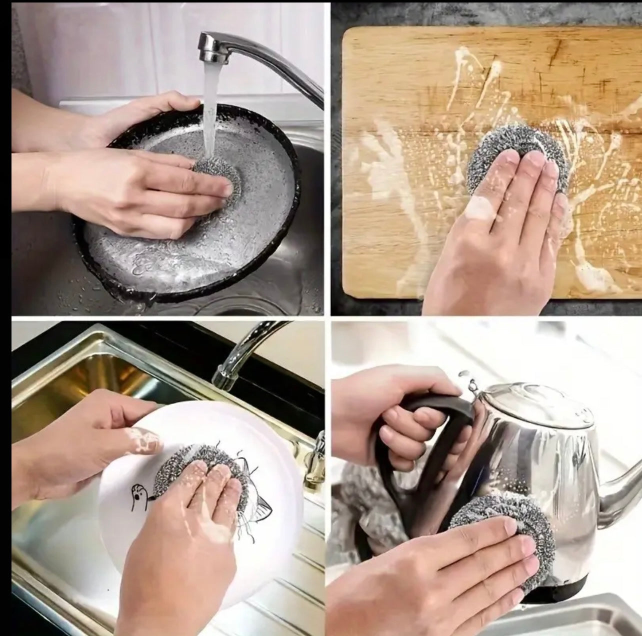 8pcs منصات فرك الفولاذ المقاوم للصدأ الثقيلة - غير الخدش ، متعددة الاستخدامات للأواني ، المقالي ، الزجاج ، تنظيف الحمام والمطبخ - أداة تنظيف متينة وفعالة ، أساسيات تنظيف المطبخ! فرك مريح | فرك متينة