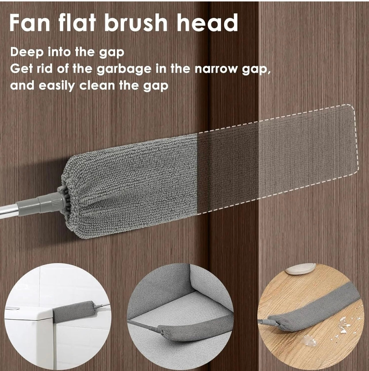 This 3 In 1 a retractable ultra-fine fiber duster with an extendable handle and 2 washable covers- Static Dust Removal and Hair Removal Brush, Silicone Crevice Duster, Suitable for Under Furniture, Sofa, Cabinet, Bed..