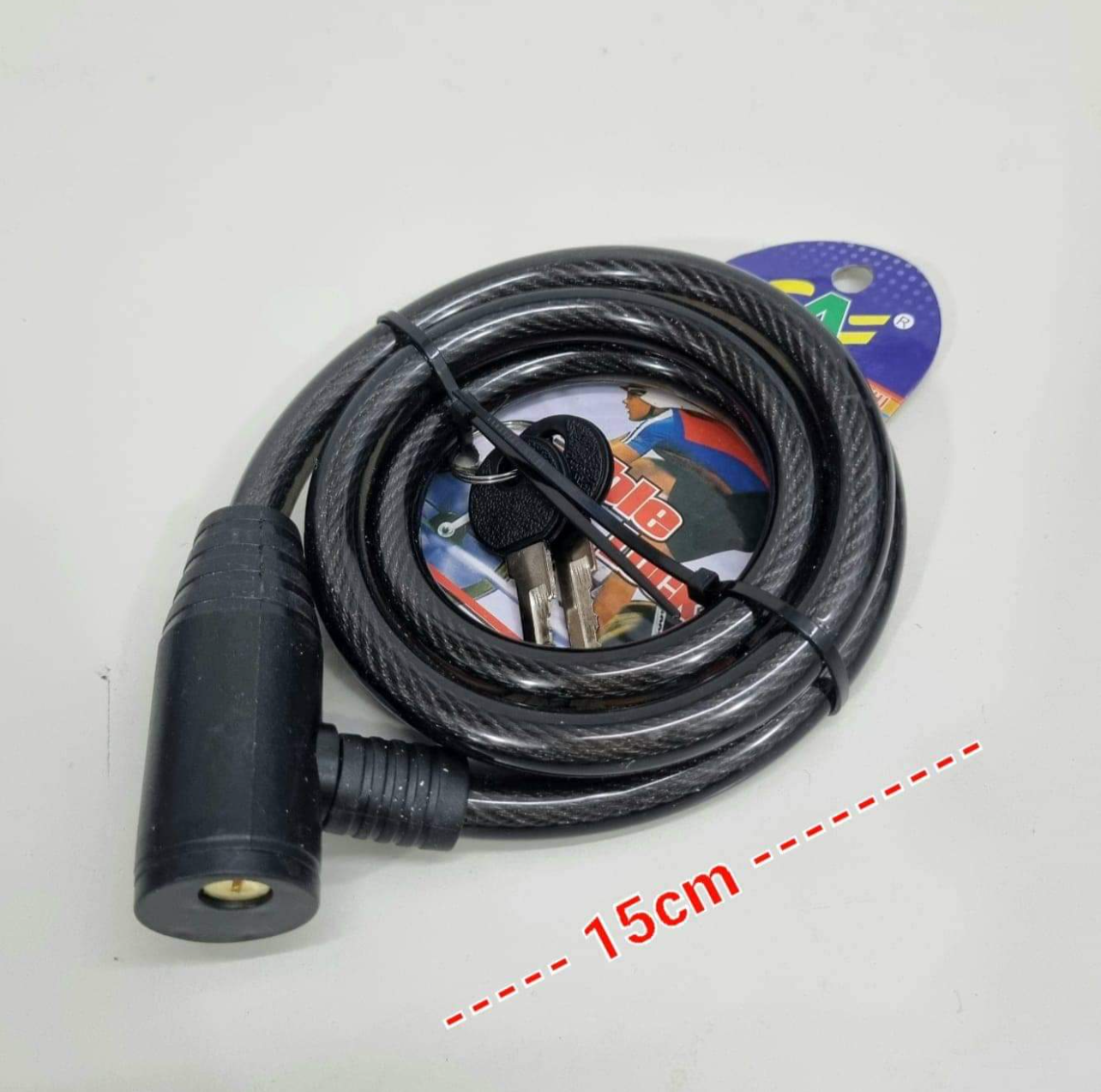 1pc Heavy-Duty Bicycle Securitv Lock - Durable Anti-Theft Steel Cable with Polished Finish, Includes 2 Keys, Ideal for Bikes, Electric Scooters, Motorcycles, Strollers, and More - Black