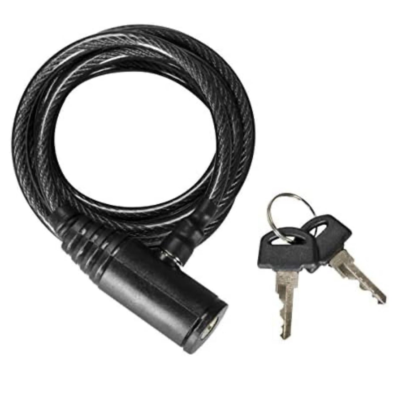 1pc Heavy-Duty Bicycle Securitv Lock - Durable Anti-Theft Steel Cable with Polished Finish, Includes 2 Keys, Ideal for Bikes, Electric Scooters, Motorcycles, Strollers, and More - Black