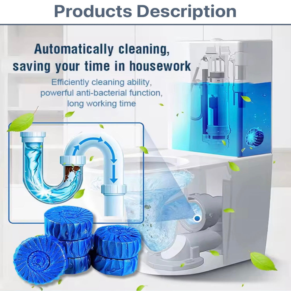 5pcs Automatic toilet cleaner, toilet Effervescent tablet, toilet cleaner, Rose blue toilet cleaner, durable concentrated formula, suitable for ceramic and plastic surfaces, fresh air fragrance, ideal for hotels and villas