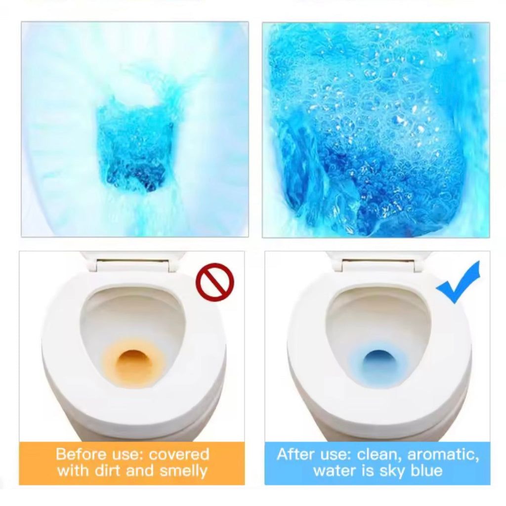 8 PCS Automatic Toilet Cleaner – Effervescent Blue Tablets