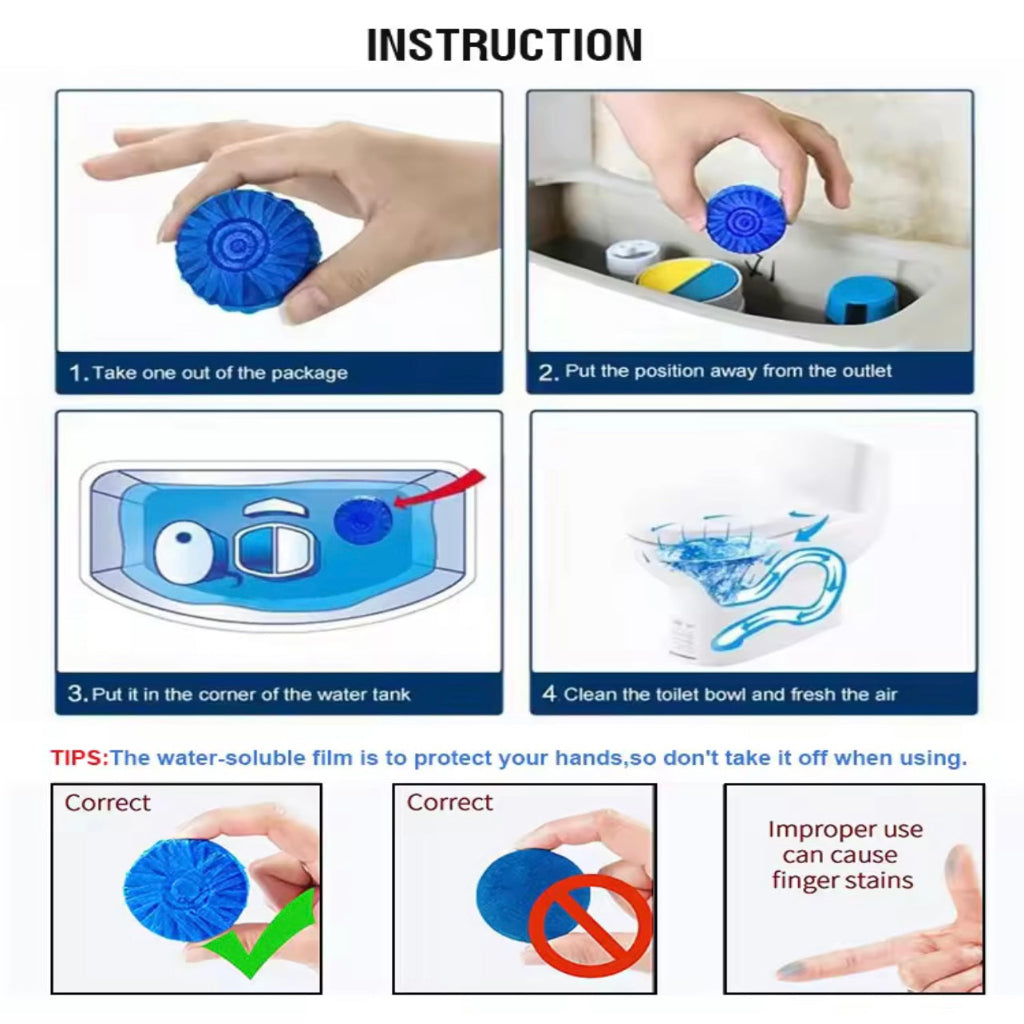 8 PCS Automatic Toilet Cleaner – Effervescent Blue Tablets