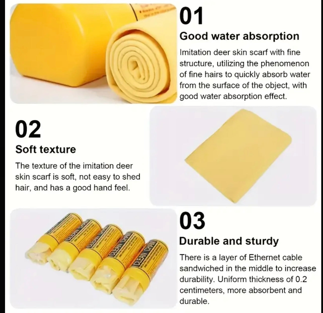 Ultra-Absorbent Chamois Car Cleaning Towel - Quick Dry, Scratch-Free & Reusable for Efficient Auto Cleaning