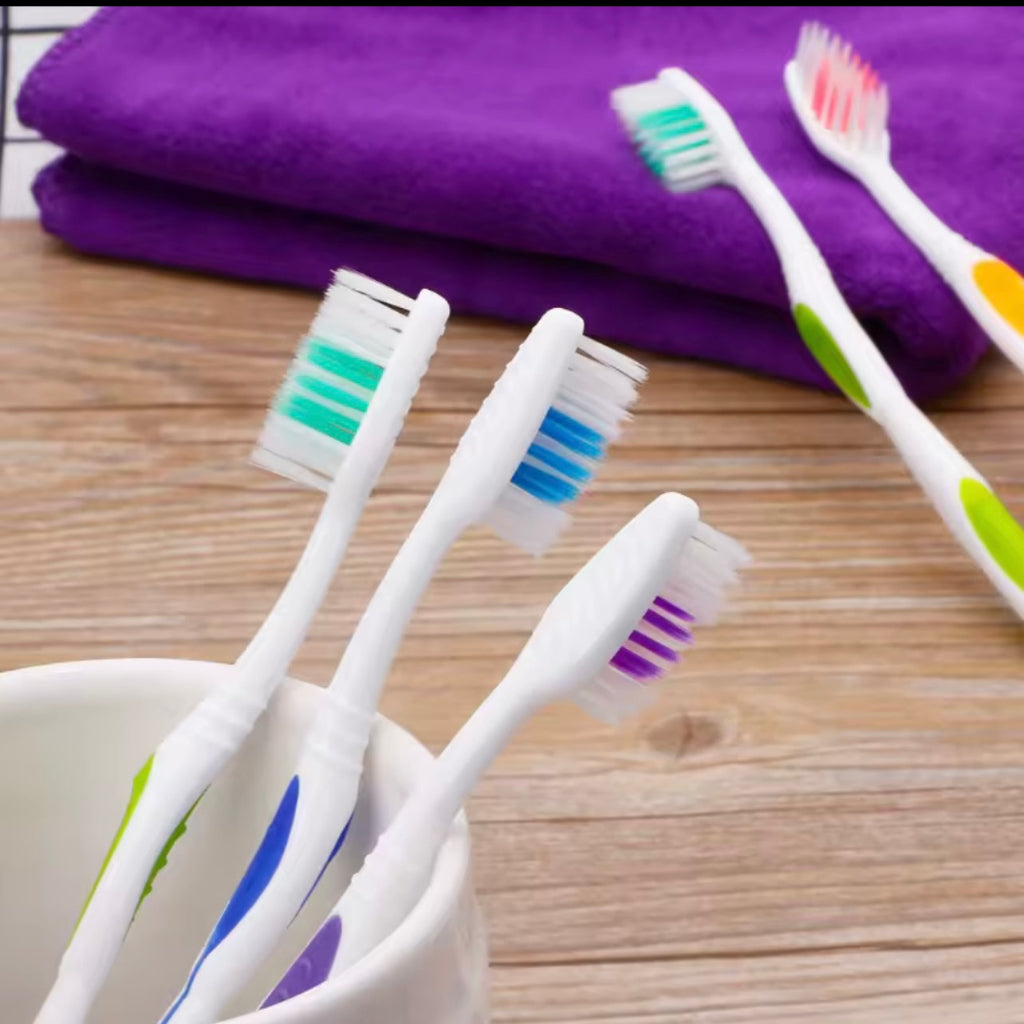6-Piece Medium Hardness Toothbrush Set: Large Heads, Colorful and Efficient, Adult Family Pack - 6 Independent Wraps, Suitable for Home Use