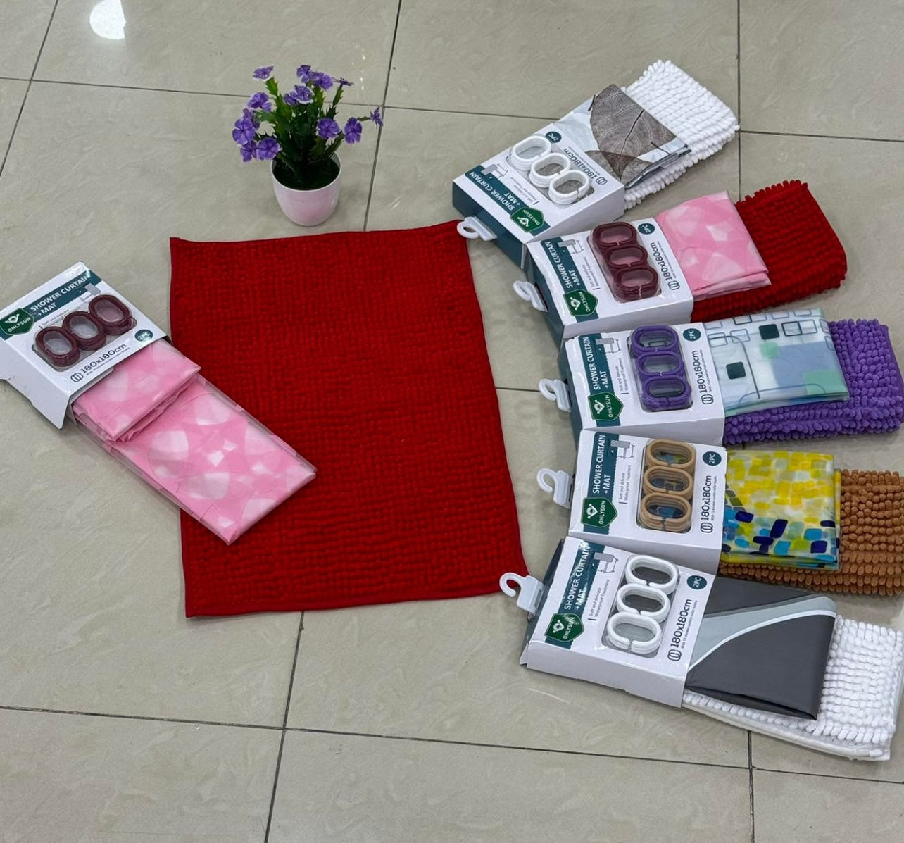 2 Pcs Multifunction Shower Curtain Drying Mat Waterproof Wholesale Used Absorbent Drying Microfiber in Bath Room