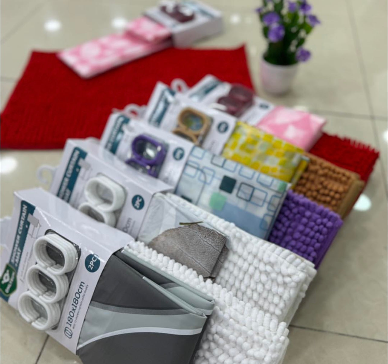 2 Pcs Multifunction Shower Curtain Drying Mat Waterproof Wholesale Used Absorbent Drying Microfiber in Bath Room
