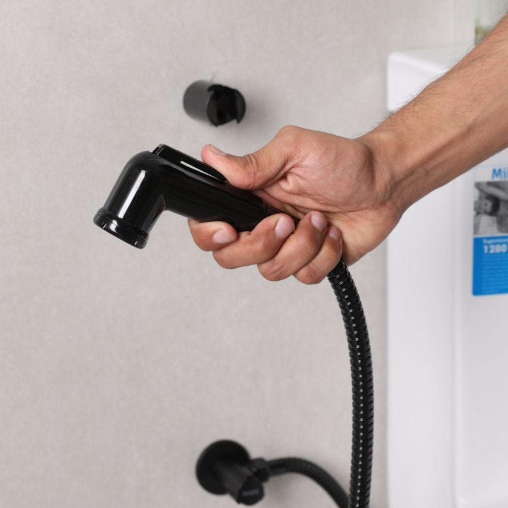 1pc Modern Bathroom Toilet Bidet Soraver Set - ABS Handheld Shattaf with Enhanced Pressure Spray Head and Stainless Steel Hose, Includes Wall Mount Holder Bracket and Installation Accessories