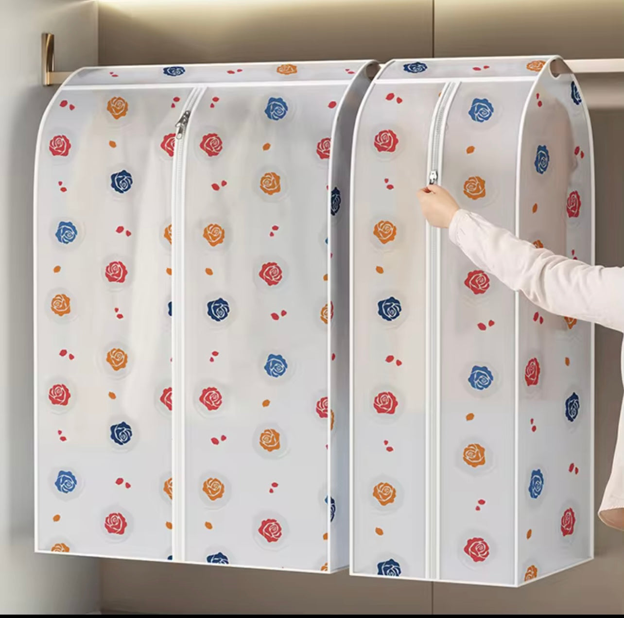 Thickened Printed 3D Dust Cover Garment Dust Bag Coat Cover Hanging Garment Bag Clothes Cover,cloth organizer  Garment Covers size 60x50x120cm