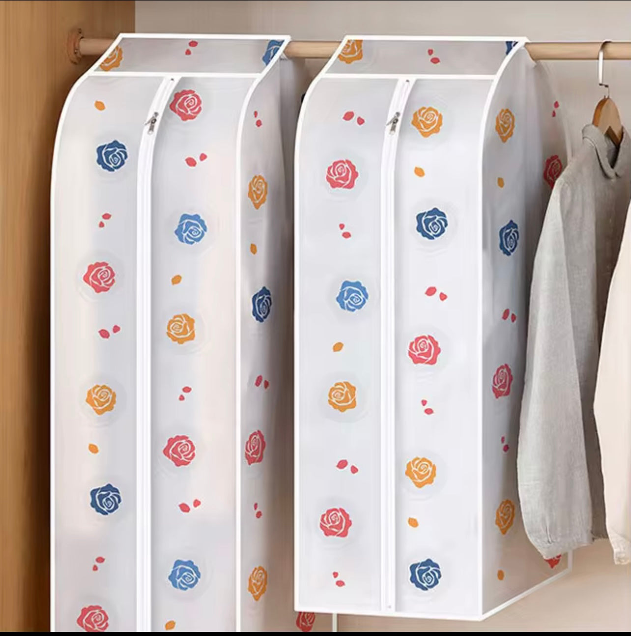 Thickened Printed 3D Dust Cover Garment Dust Bag Coat Cover Hanging Garment Bag Clothes Cover,cloth organizer  Garment Covers size 60x50x120cm