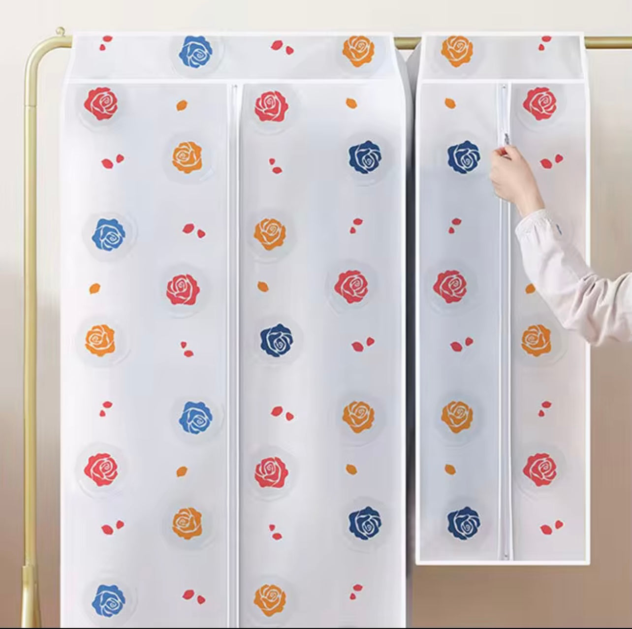 Thickened Printed 3D Dust Cover Garment Dust Bag Coat Cover Hanging Garment Bag Clothes Cover,cloth organizer  Garment Covers size 60x50x120cm