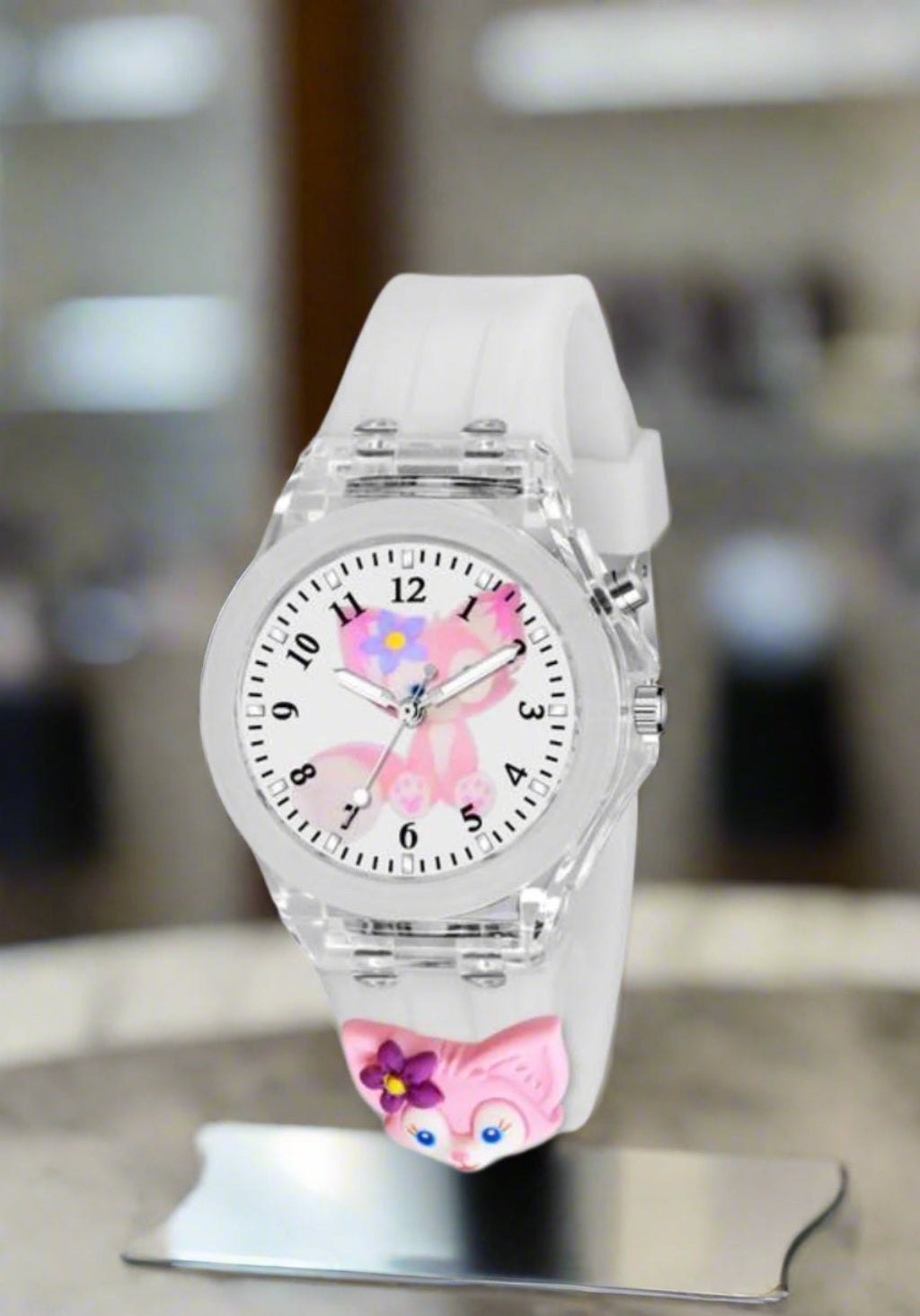 Kids & Teens - Pastel Blue Rainbow Design with Clear Protective Case, Comfortable Soft Strap, Easy-Read Dial & Lightweight Casual Wristwatch, Everyday Timepiece, Durable Material, Teen Fashion