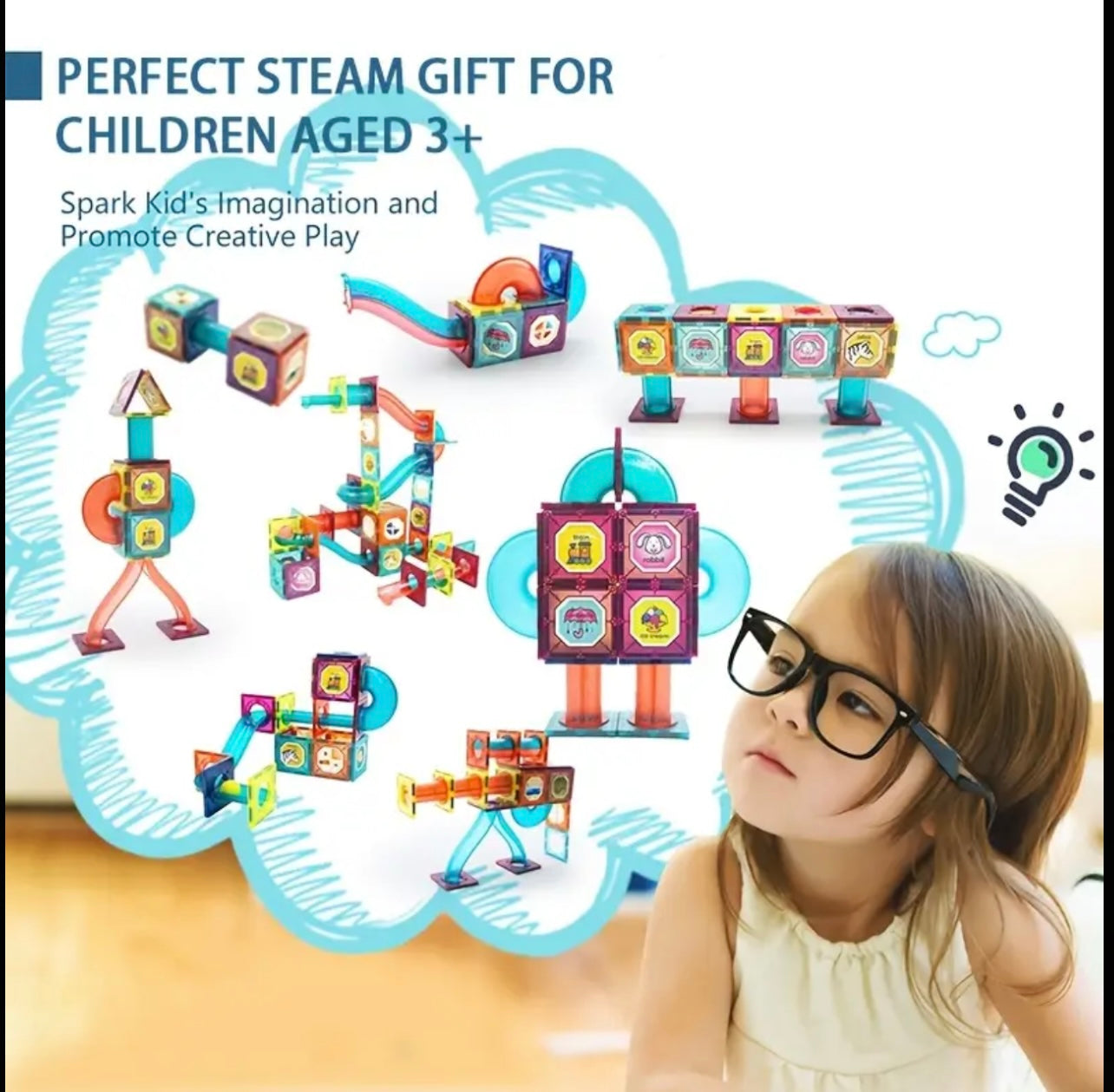 97 pcs Magnetic Building Blocks, STEM Educational Toys, Family Themed, ABS Material, for Ages 3-8, Creative Play and Learning Kit for Boys and Girls