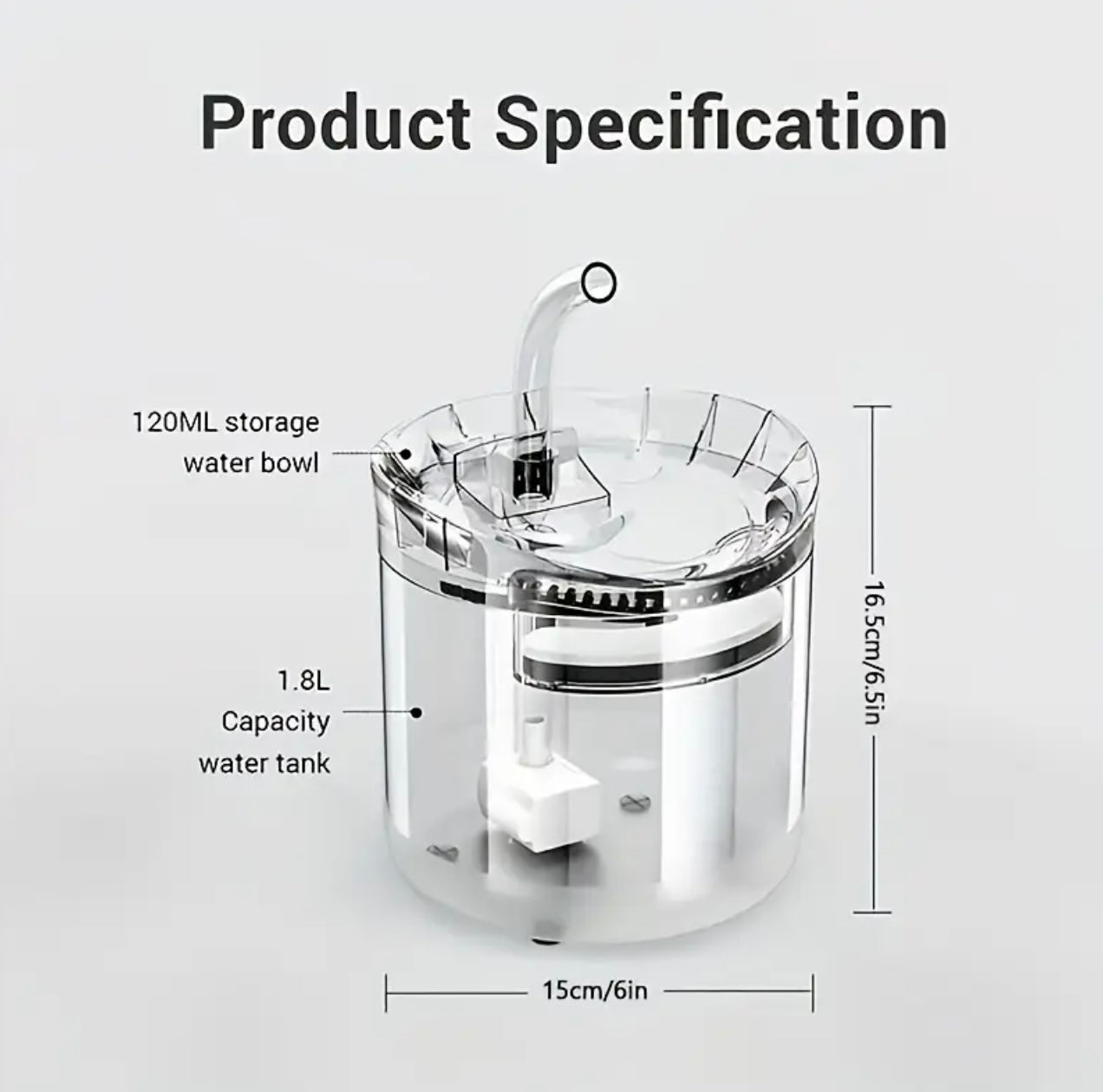 Cat Water Fountain Animal Drinking Fountain Automatic Pet Drinking Fountain Transparent Silent Drinking Fountain Suitable for Large, Medium And Small Cats And Dogs, Without Battery