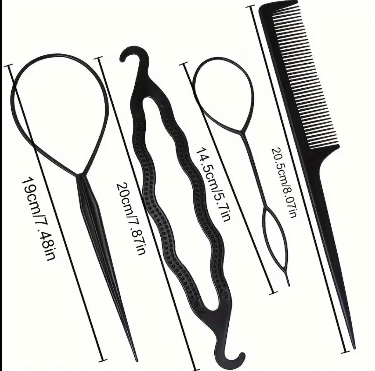 7-Piece Hair Styling Accessories Kit for Women - Curl Enhancing Tools Set with Braiding Comb, Long Hair Optimized, Unscented - Elegant Hairstyling Tools for DIY Updos