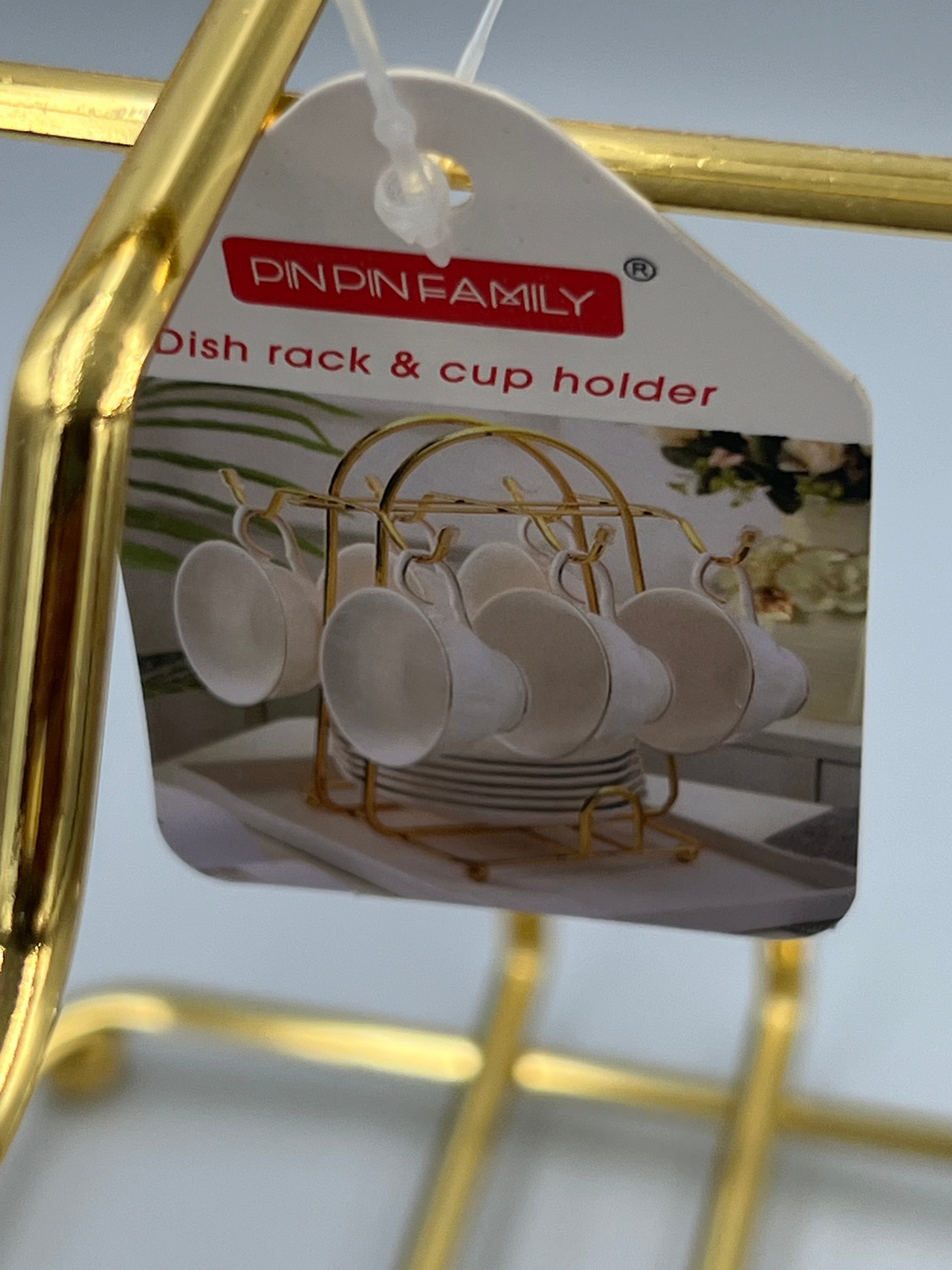 Golden Metal Mug and Cup Holder Stand,Designed With Multiple hooks on the sides,