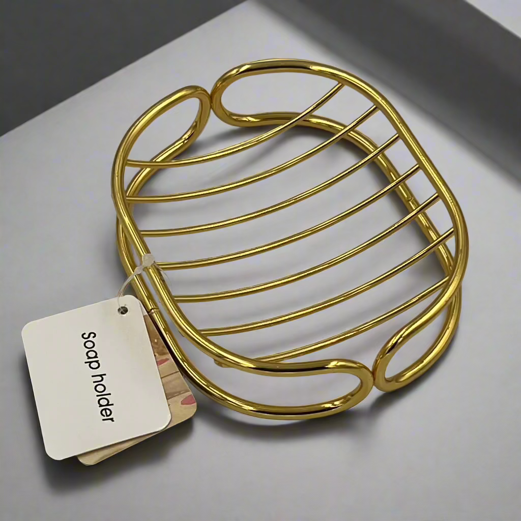 Golden Metal Soap Dish Holder-draining Soap Holder for Bathroom and Kitchen Accessories..