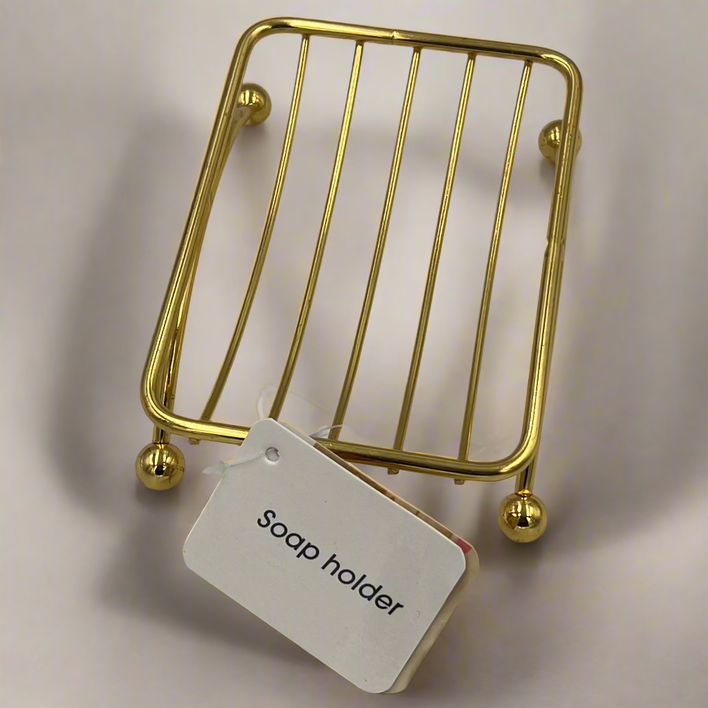 Golden Metal Soap Dish with Drainage - Stylish Iron Bathroom & Kitchen Holder for Soap Holder, Decorative and Functional Design, Bathroom Accessories | Decorative Soap Holder ..