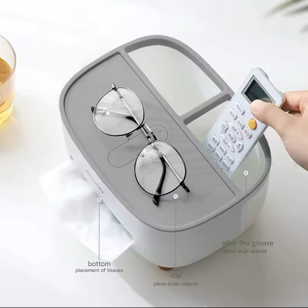 Ecoco Desktop Tissue Box Office Living Room High-end Light Luxury Tissue Box Multi-functional Storage Box Tissue Box Holder