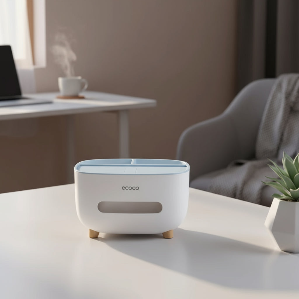 Ecoco Desktop Tissue Box Office Living Room High-end Light Luxury Tissue Box Multi-functional Storage Box Tissue Box Holder