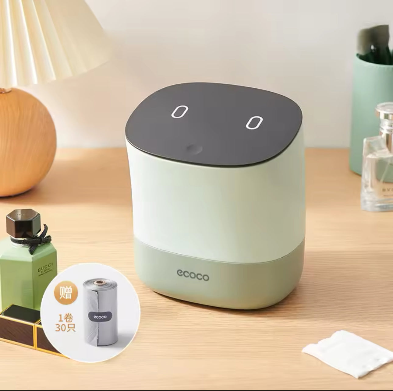 ECOCO Desktop Trash Household Small Trash Van Mini Home Office Covered Press Type Trash Office Supply Sundries Barrel Box|dustbin
