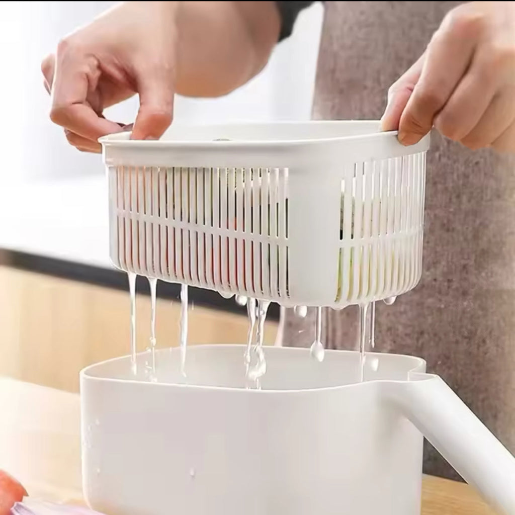 قطاعة خضروات المطبخ متعددة الوظائف من إيكوكو - قطاعة البطاطس ومقسم السلطة والمبشرة مع سلة تصريف للتخزين