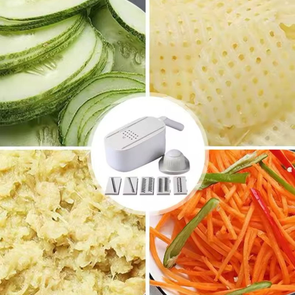 قطاعة خضروات المطبخ متعددة الوظائف من إيكوكو - قطاعة البطاطس ومقسم السلطة والمبشرة مع سلة تصريف للتخزين