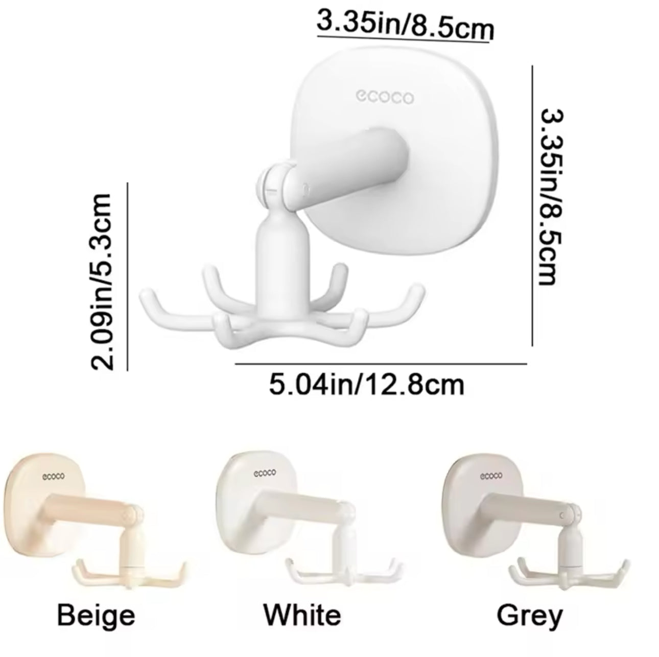 Plastic Cookware Spoon Storage Rack Hole Free Self-Adhesive Kitchen Rotary Hook with 6 Hooks Wall Mounted Kitchen Utensil Hanger