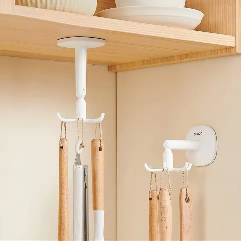 Ecoco Plastic Cookware Spoon Storage Rack – Wall-Mounted Self-Adhesive Kitchen Utensil Hanger