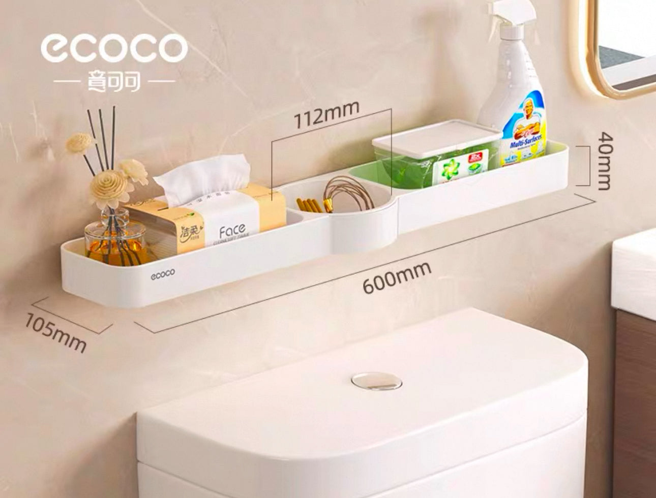 ECOCO Triangular Corner Bathroom Shelf Wall-Mounted Storage Rack Lotions Storage Kitchen Organizer For Bathroom Accessories
