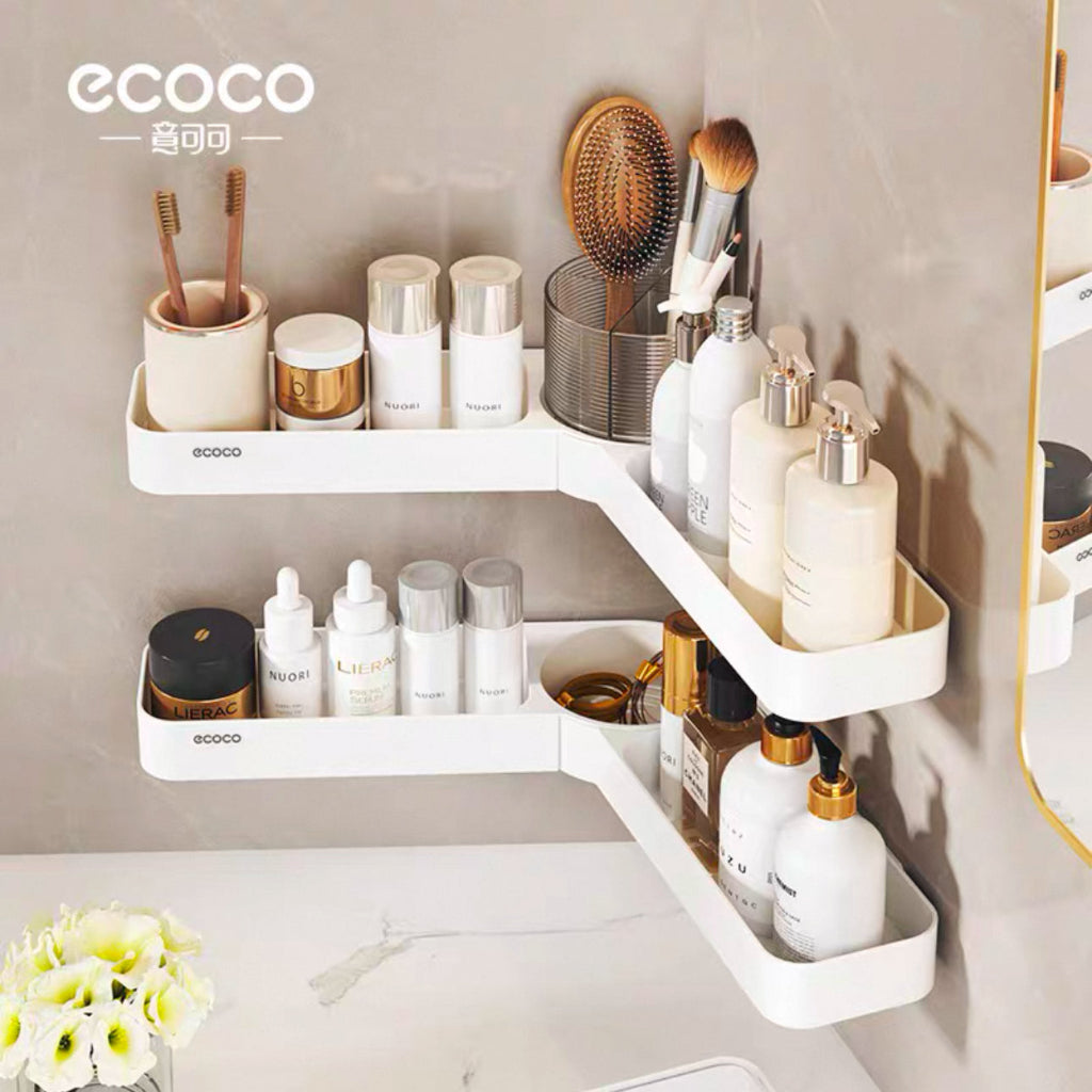 Ecoco Triangular Corner Bathroom Shelf – Wall-Mounted Storage Organizer