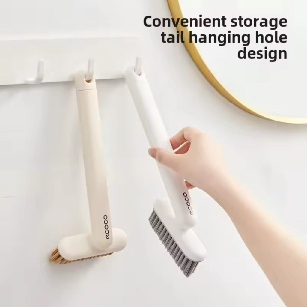 Ecoco 2-in-1 Bathroom & Floor Cleaning Brush – 360° Rotating Mini Brush with Long Handle