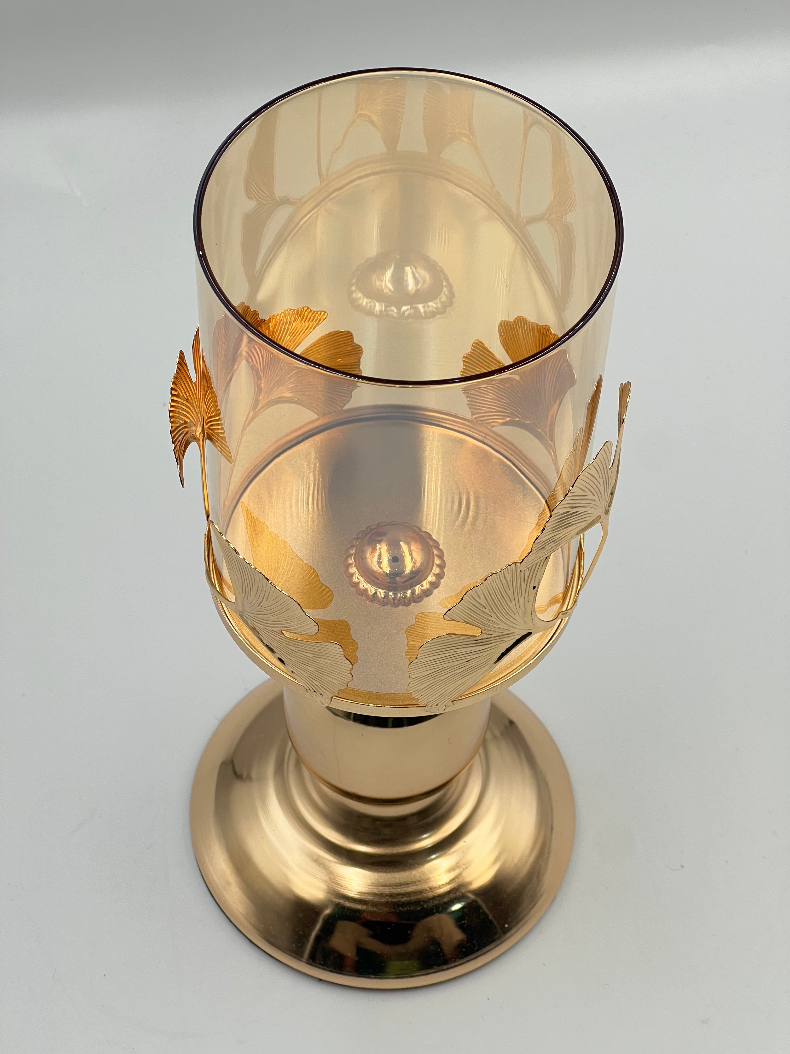 Romantic Golden Metal Windproof Candle Holder with Glass Enclosure & Ornate Floral Base - American Rustic Tabletop Decor for Christmas,Valentine's Day, Candle Holder Decor