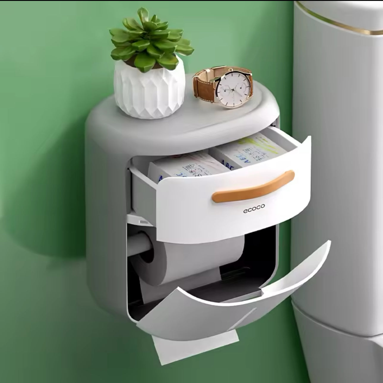 Double Layer Toilet Paper Holder Wall Mounted Tissue Storage Box Waterproof Wc Roll Paper Stand Case Bathroom Accessories