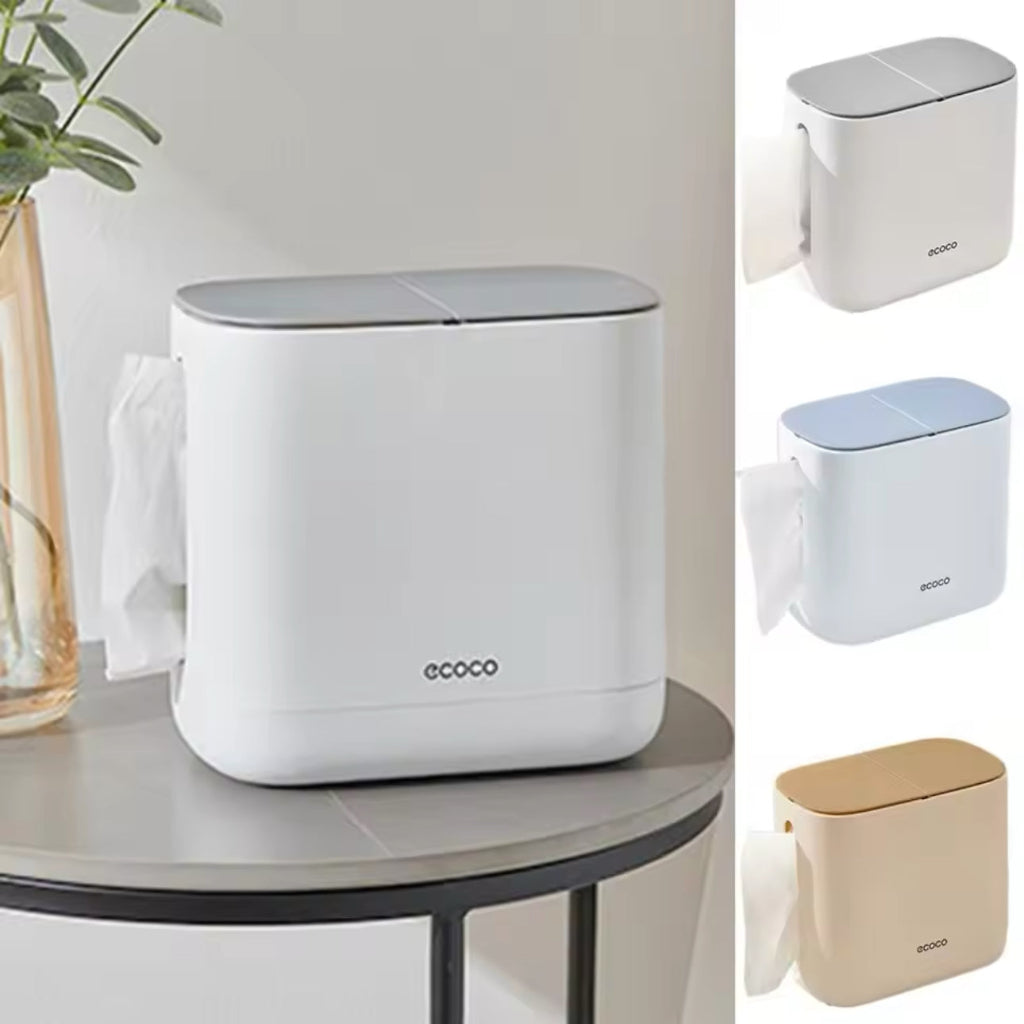 Ecoco Portable Plastic Tissue Box – Large Capacity, Dustproof & Space-Saving
