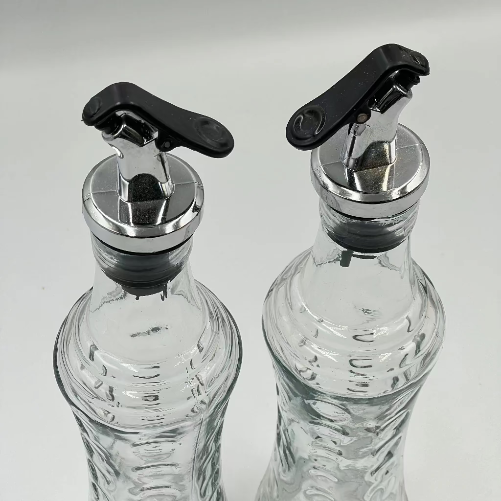 2pc Set Premium LeakProof Glass Oil Dispenser Bottle - Aesthetic Design for Olive Oil, Vinegar & Seasonings - Perfect for Kitchen,Camping & Picnics-Durable, Travel-Friendly & Space-Saving, Oil Dispenser for Kitchen, Stylish Kitchenware..