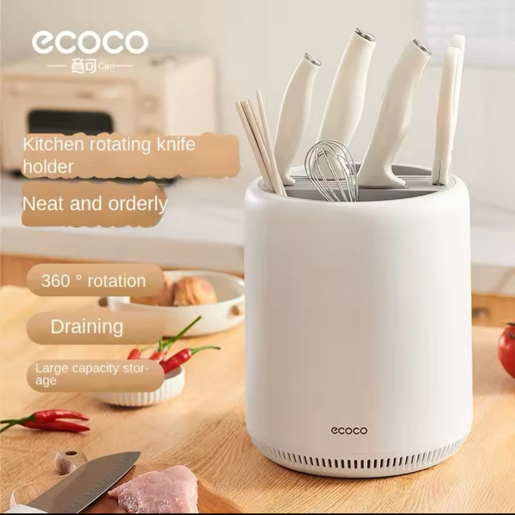 Ecoco Kitchen Rotating Knife & Utensil Rack – Multi-Functional Countertop Knife and Chopstick Holder