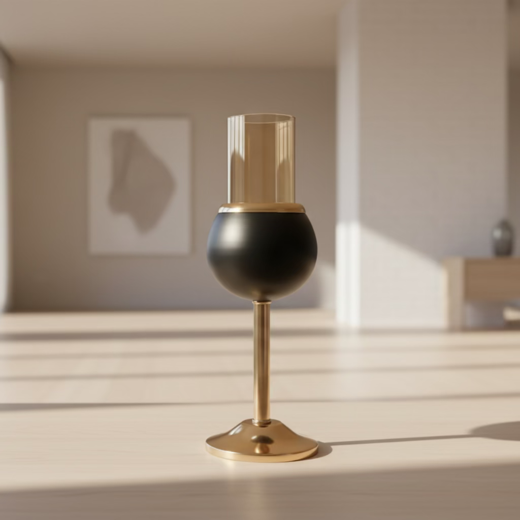 Glass Candlestick with Aluminum Alloy Base – Elegant Candle Holder