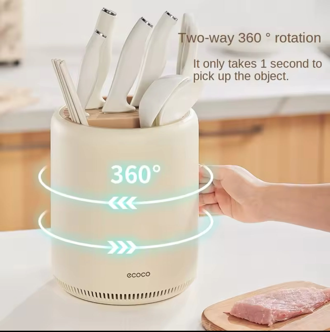 Kitchen Rotating Knife Rack, Household Countertop Kitchen Knife Rack, Multi-functional Chopstick Barrel Knife Rack