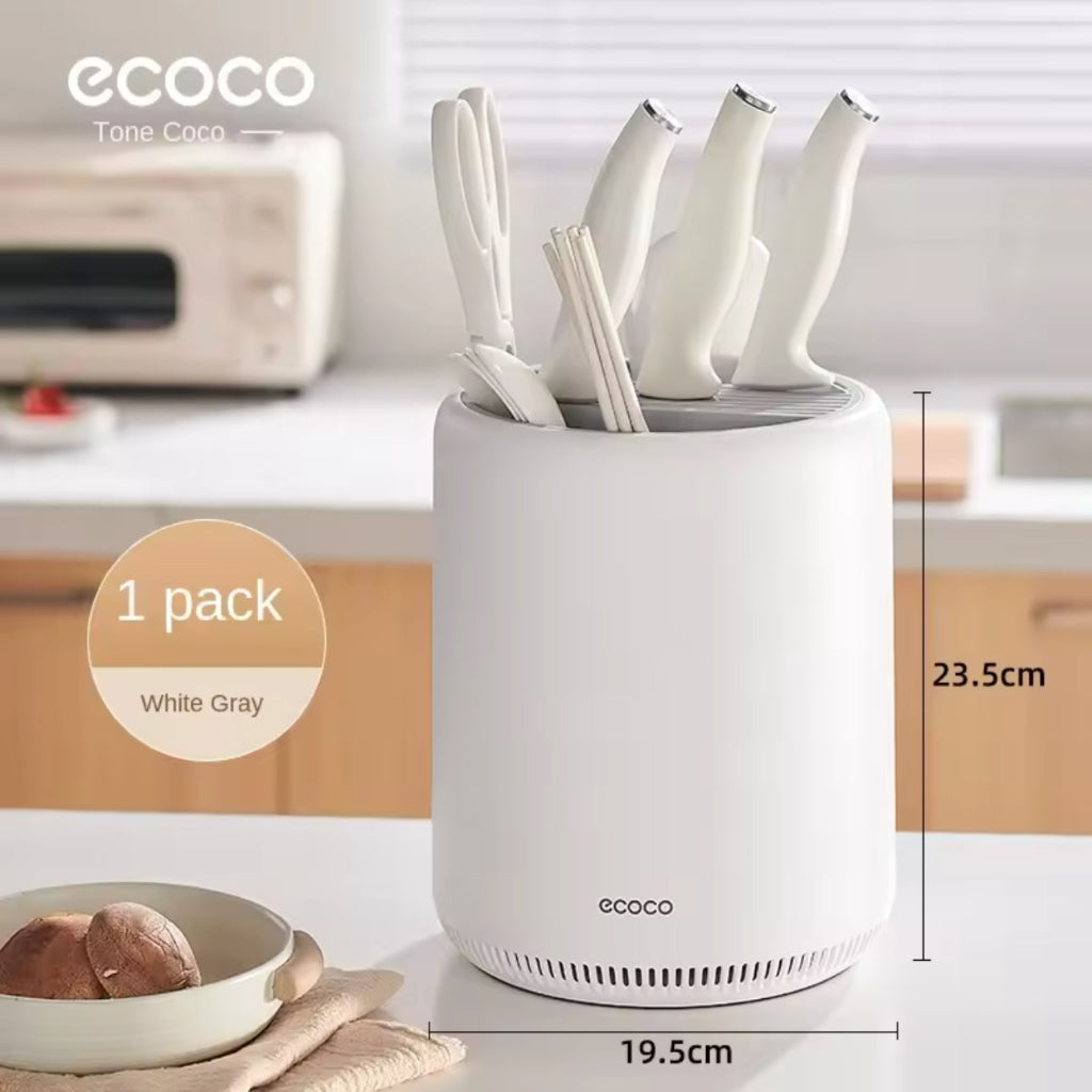 Ecoco Kitchen Rotating Knife & Utensil Rack – Multi-Functional Countertop Knife and Chopstick Holder