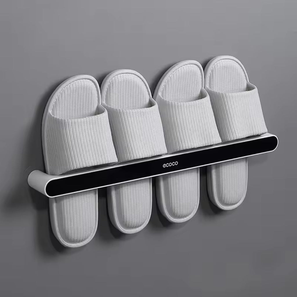 شبشب ورف مناشف مثبت على الحائط من Ecoco - منظم حمام خالٍ من اللكمات