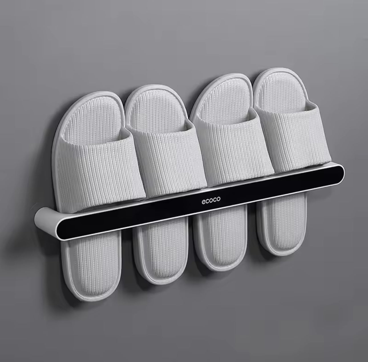 Ecoco Slipper Rack Bathroom Wall-mounted Slipper Organizer and Towels Rack Organiser Punch Free Home Towel Cabinet Toilet Bar Towel Shelf Closet Bathroom Accessories