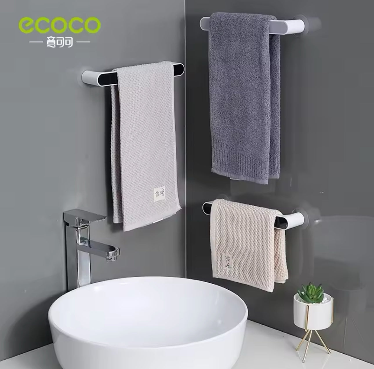 Ecoco Slipper Rack Bathroom Wall-mounted Slipper Organizer and Towels Rack Organiser Punch Free Home Towel Cabinet Toilet Bar Towel Shelf Closet Bathroom Accessories