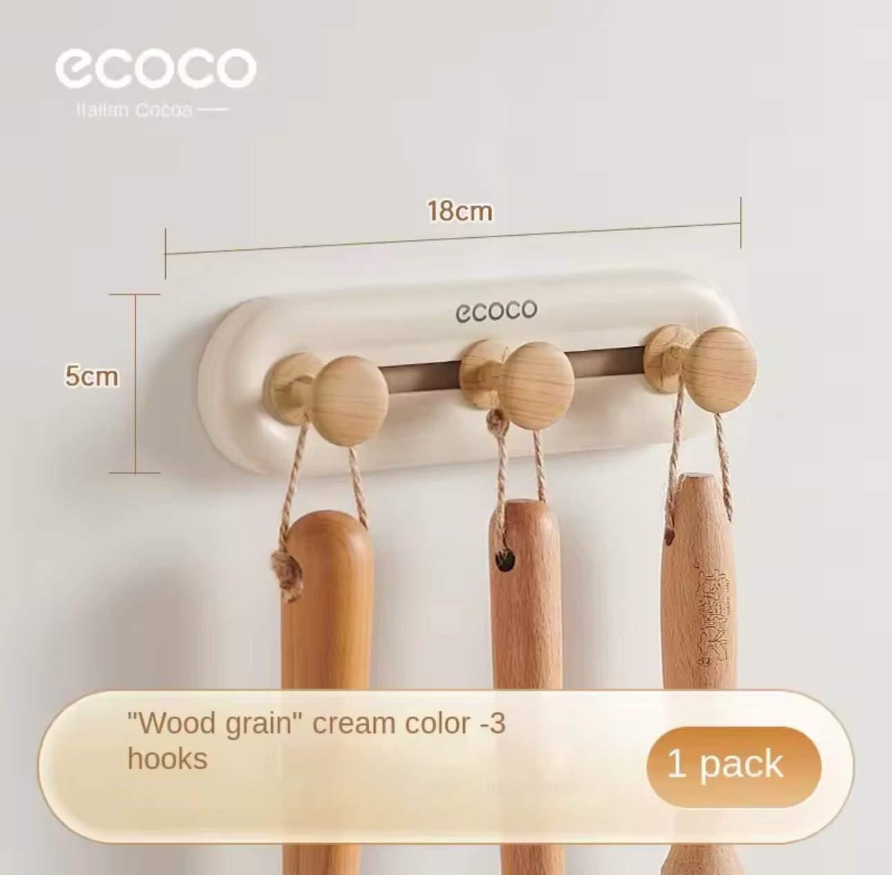 Universal Wooden Hook Row Hook Strong Wall Hanging Wall Load-bearing No Punching Kitchen Sticky Hook Sticky Clothes Hook
