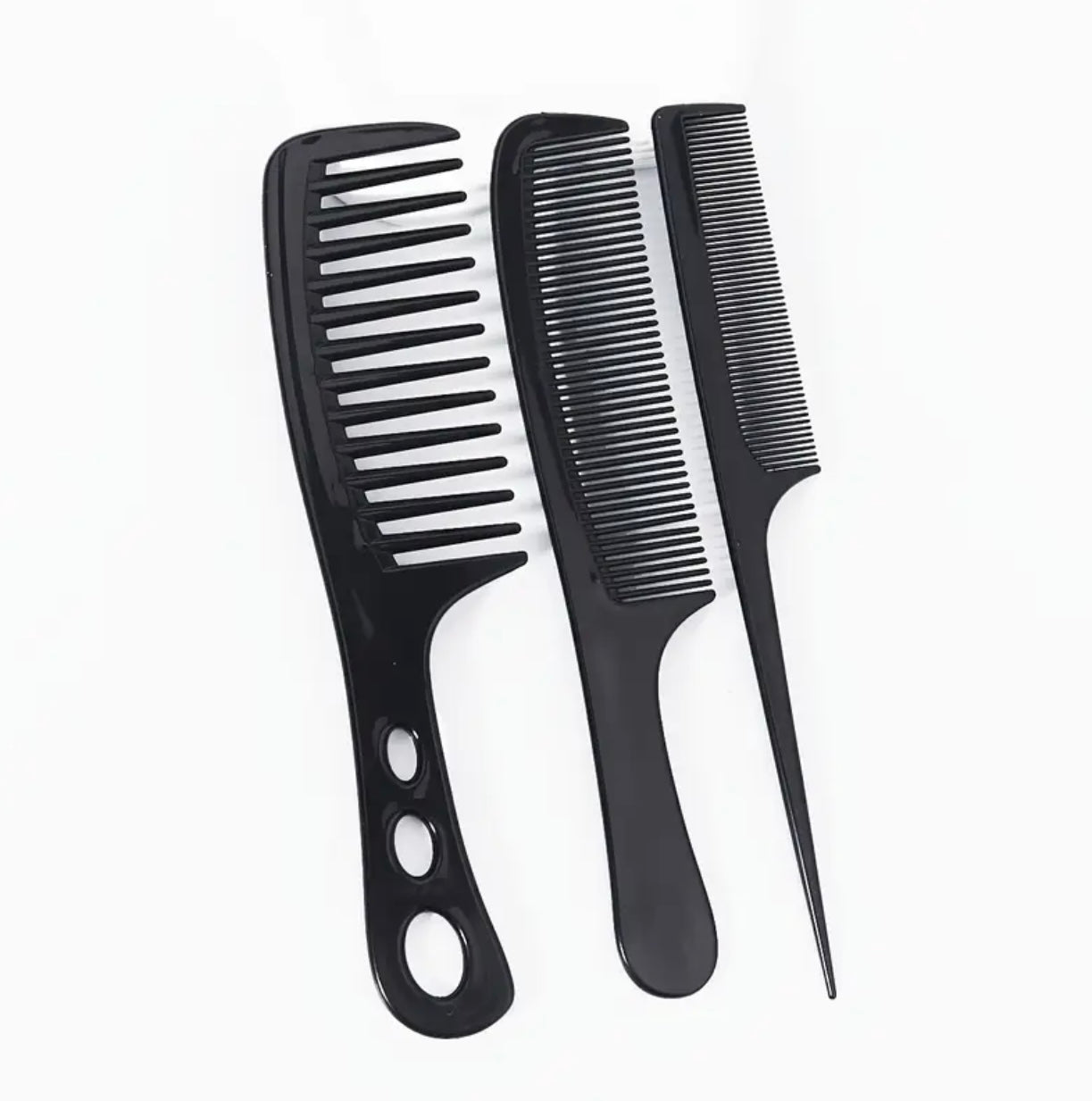 6pcs Professional Hair Comb Set for Men and Women - Black, Includes Mouse Tail Comb, Wide Tooth Comb, and African Insert Comb