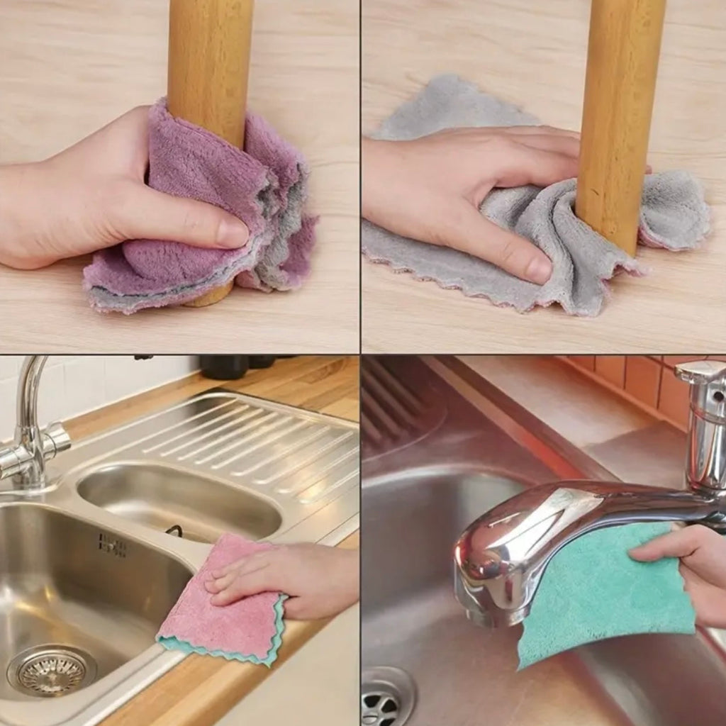 5 pcs Set Highly Absorbent Coral Cleaning Cloths - Machine Washable, Quick-Drying, And Versatile Reusable Scouring Towels Ideal for Kitchen Cleaning.