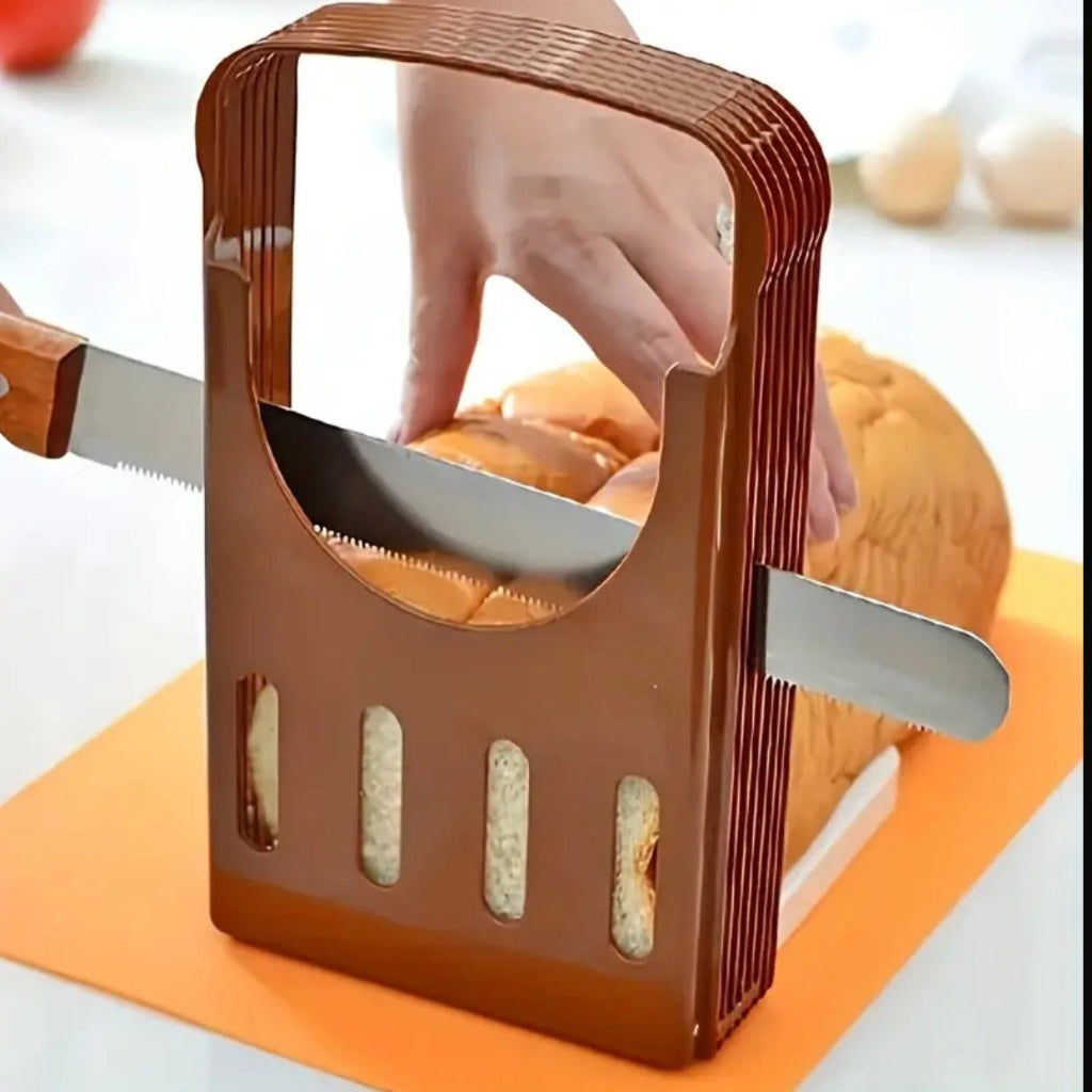1pc Plastic Bread Slicer Guide, Adjustable Toast Cutter Stand, Food Contact Safe Baking Tool for Even Slices, Essential Kitchen Gadget for Home Baker