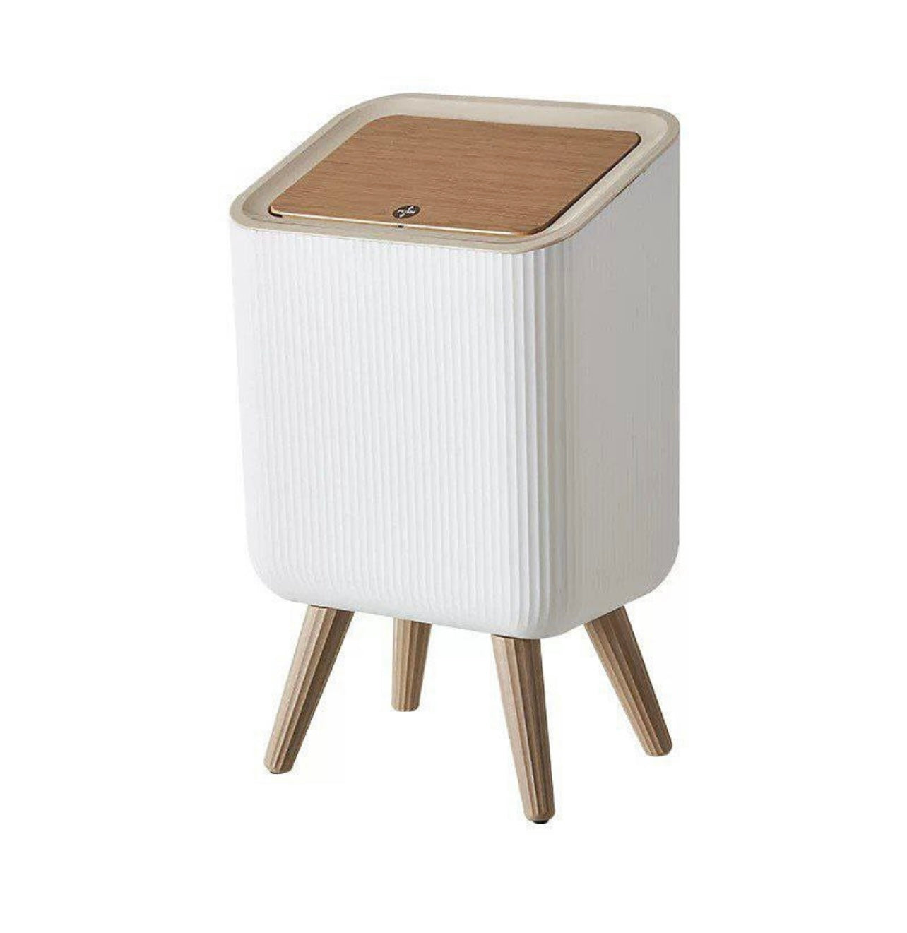 سلة المهملات الحديثة ذات القدم العالية مع غطاء من النوع المضغوط - سلة بلاستيكية مربعة متينة للمنزل