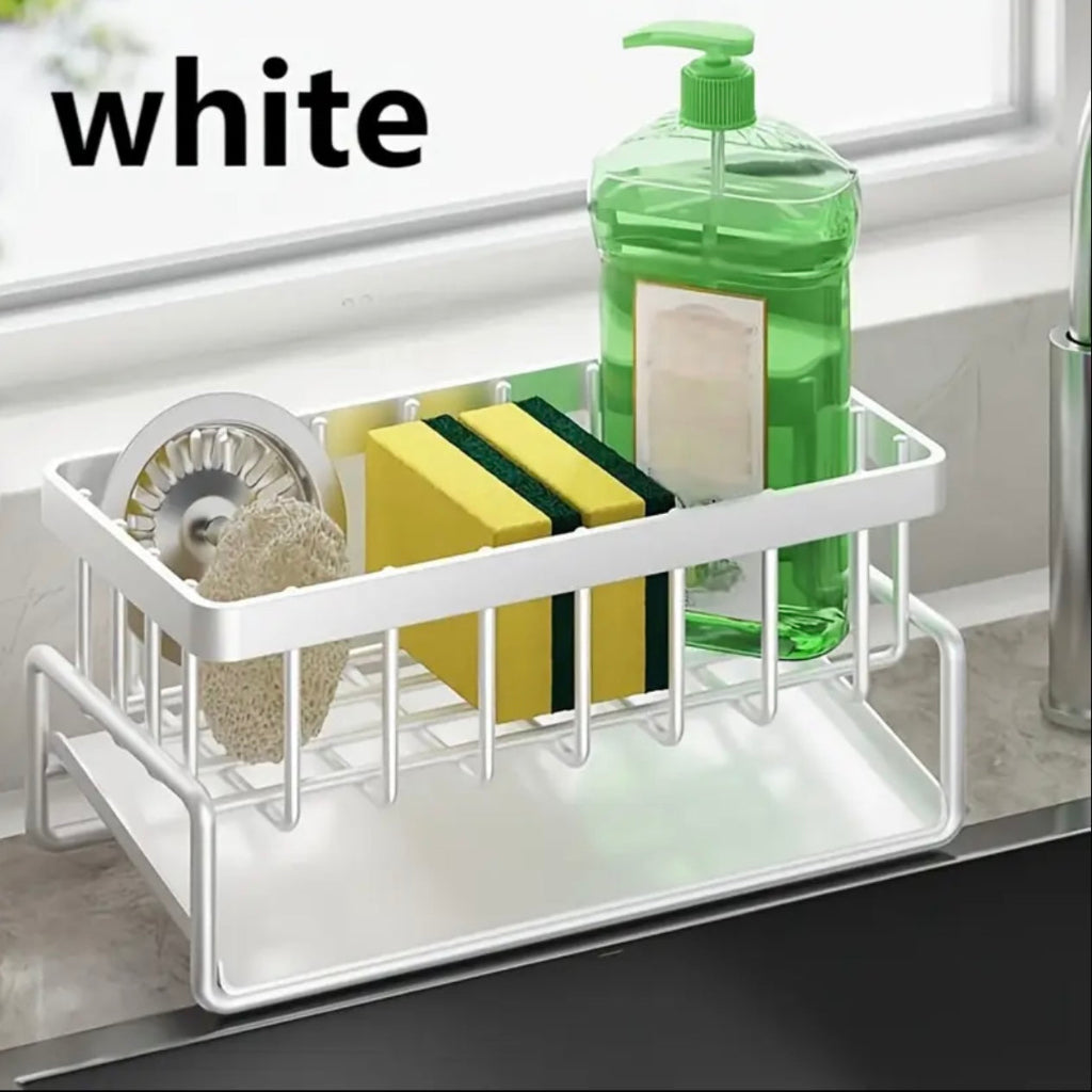1pc Multifunctional Countertop Sink Sponge - Durable Metal Kitchen Storage Organizer with Sponge Holder, Dish Rack & Bottle Shelf, Space-Saving Design for Modern Kitchens, Dish Drying Rack for Kitchen Counter
