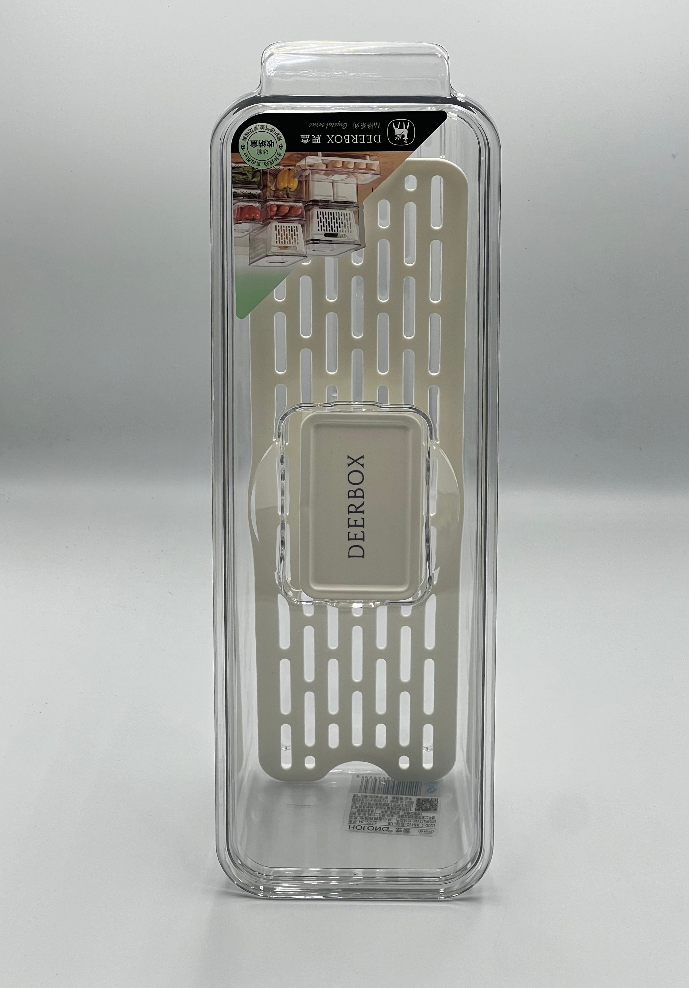 Acrylic Rectangle Food Storage box Tightly Sealed Plastic Lid With Drainage Plate And High Quality Material Practical For Kitchen - Transparent White